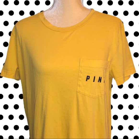 PINK Victoria's Secret Tops - Pink brand yellow ya with big black dog symbol!
